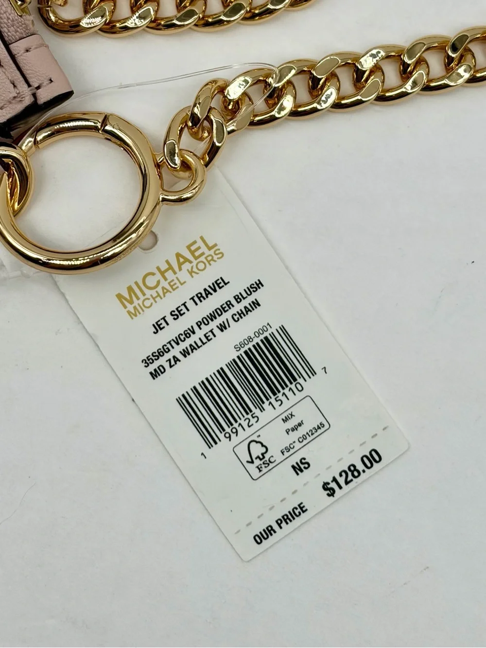 Michael Kors Jet Set Travel Signature Logo Chain Wallet Card Holder